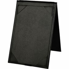 Deflecto Double-Sided A-Frame Table Tent - Leatherette, Leather - Black - Foldable, Double-sided - 1 Each