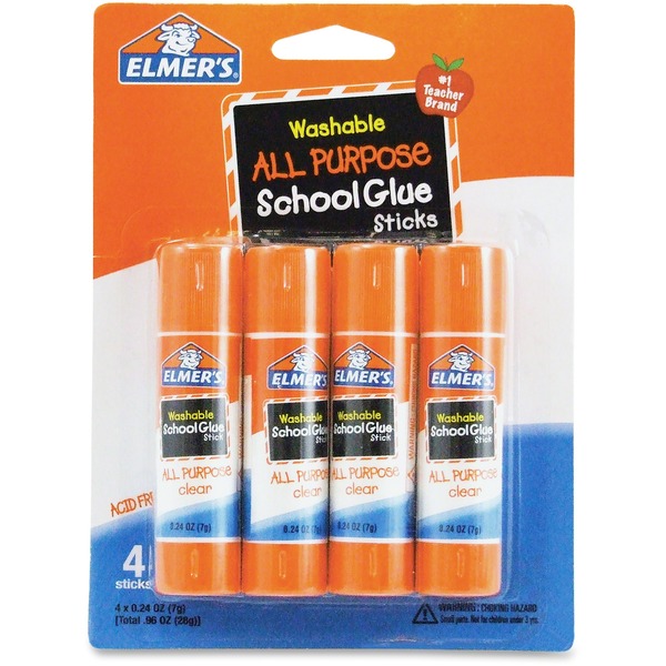 Elmer's Washable All-purpose School Glue Sticks - 0.24 oz - 4 / Pack - White