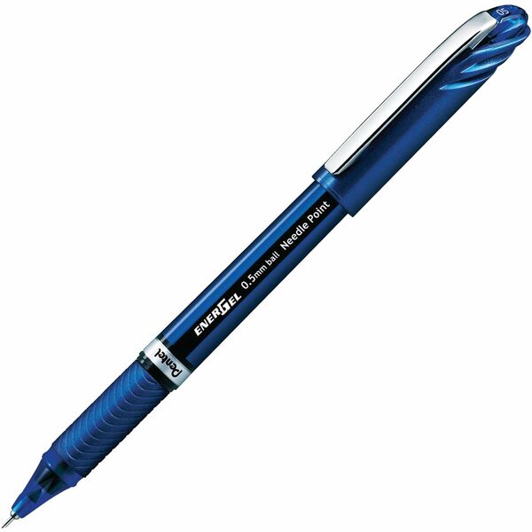 EnerGel EnerGel NV Liquid Gel Pens - Fine Pen Point - 0.5 mm Pen Point Size - Needle Pen Point Style - Blue Gel-based Ink - Blue Barrel - Metal Tip - 1 Dozen
