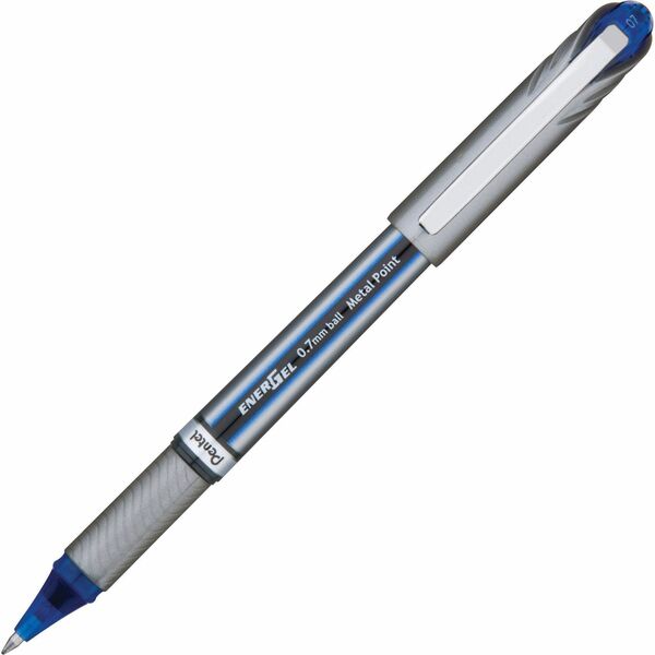 EnerGel EnerGel NV Liquid Gel Pens - Medium Pen Point - 0.7 mm Pen Point Size - Blue Gel-based Ink - Gray Barrel - Metal Tip - 1 Dozen