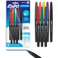 Expo Vis-A-Vis Wet-Erase Markers - Assorted Ink - 8 / Pack
