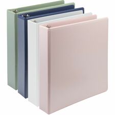 Samsill Eco-Conscious View Binder - 1 1/2" Binder Capacity - Letter - 8 1/2" x 11" Sheet Size - Fastener(s): D-Ring - Pocket(s): 2, Internal - Polypropylene, Fiberboard - Indigo, Sage, White, Riose - Clear Overlay, Non-glare - 4 / Pack