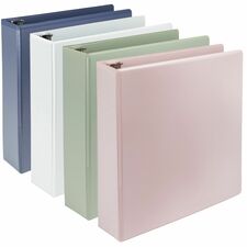 Samsill Eco-Conscious View Binder - 2" Binder Capacity - Letter - 3 Ring(s) - Fastener(s): D-Ring - Polypropylene, Fiberboard - Riose, Indigo, Sage, White - Durable, Clear Overlay, Archival-safe, Non-glare, PVC-free, Non-stick, Ink-transfer Resistant - 4 / Pack