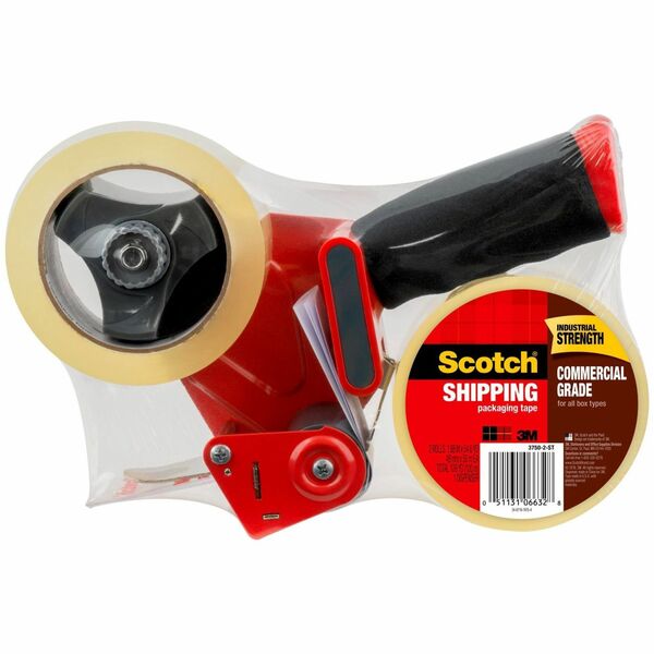 Scotch Commercial-Grade Shipping/Packaging Tape - 54.60 yd Length x 1.88" Width - 3.1 mil Thickness - 3" Core - Synthetic Rubber Resin - 3.10 mil - Polypropylene Backing - Split Resistant - For Sealing - 1 / Roll - Clear