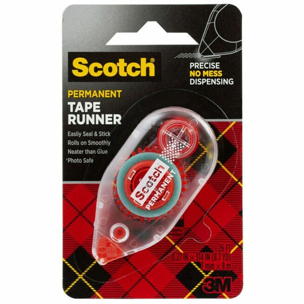 Scotch Double-Sided Adhesive Roller - 26 ft Length x 27" Width - Dispenser Included - Handheld Dispenser - For Multipurpose - 1 Each - Clear