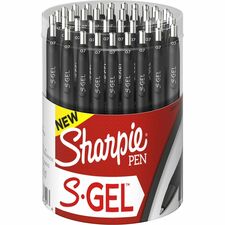 Sharpie S-Gel Gel Pen - 0.7 mm Medium Pen Point - Refillable - Retractable - Black Ink - Gel-based - Black Barrel - 36 / Pack