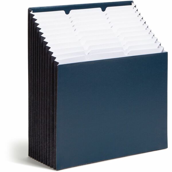 Smead 1/3 Tab Cut Letter Recycled Expanding File - 8 1/2" x 11" - 7/8" Expansion - 12 Pocket(s) - Top Tab Location - Assorted Position Tab Position - 11 Divider(s) - Navy - 10% Recycled - 1 Each