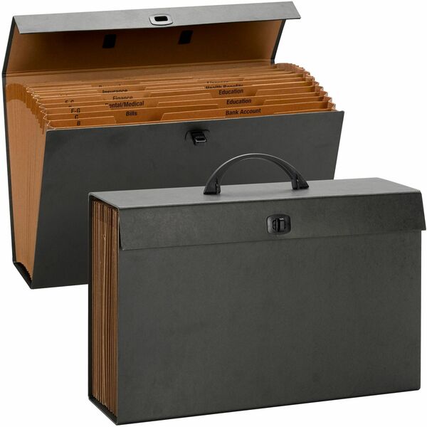 Smead Legal Recycled Expanding File - 8 1/2" x 14" - 1400 Sheet Capacity - 19 Pocket(s) - Black - 30% Recycled - 1 Each