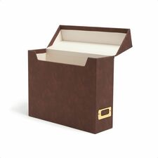 Smead Letter Box File - 8 1/2" x 11" - Paper, Metal, Faux Leather, Polyurethane, Vegan Leather - Saddle - 0% Recycled - 1 Each