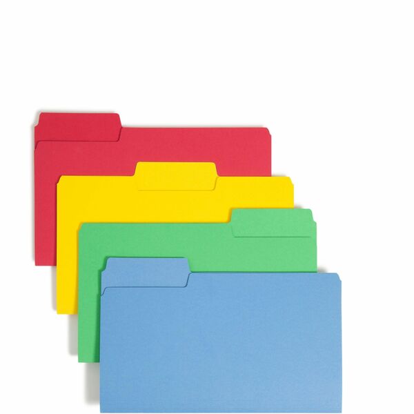 Smead SuperTab 1/3 Tab Cut Legal Recycled Top Tab File Folder - 8 1/2" x 14" - 3/4" Expansion - Top Tab Location - Assorted Position Tab Position - Blue, Red, Green, Yellow - 10% Recycled - 50 / Box