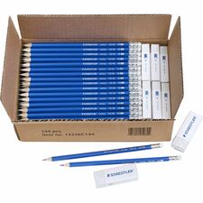 Staedtler Norica Pencils & Erasers Class Pack, 144ct - HB/#2 Lead - Fine Point - Black Lead - Wood Barrel - 156 / Pack