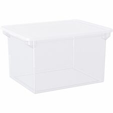 Storex Plastic File Tote Storage Box - External Dimensions: 14" Width x 18.3" Depth x 10.5" Height - 35 lb - 9.25 gal - Snap-on, Lid Closure - Plastic - Clear - For File, Letter, Folder - 1 / Pack