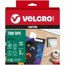 VELCRO® Thin Clear Fasteners 15ft x 3/4in Roll Clear - 5 ft Length x 0.75" Width - Clear - Water Resistant - For Indoor, Outdoor, Card, Crafting, Scrapbooking, Project, Glass, Plastic, Classroom, Office, Home, ... Roll - 1 Roll