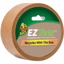 Duck EZ Tear Paper Tape - 25 yd Length x 1.88" Width - Kraft - Paper - Kraft Paper Backing - Rubber Adhesive - For Packaging, Labeling, Sealing - 1 Each