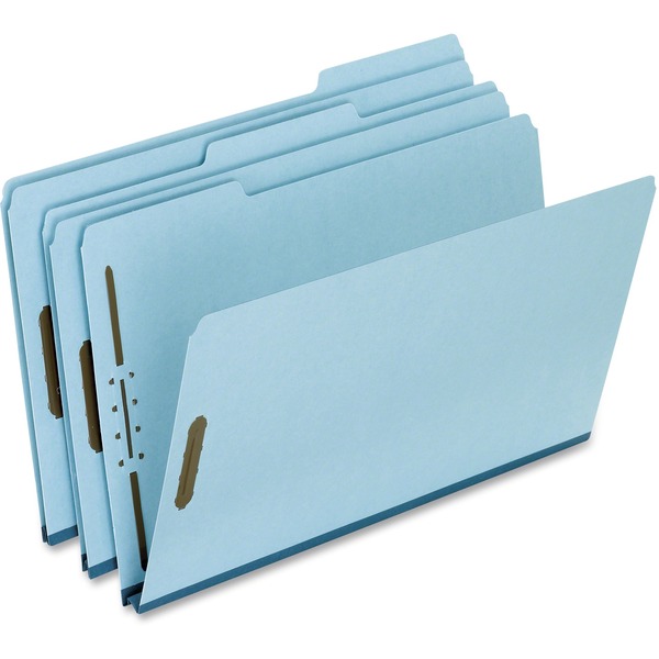 Pendaflex Fastener Folder - 8 1/2" x 14" - 2 Fastener(s) - Top Tab Location - Assorted Position Tab Position - Pressboard - Blue - 60% Recycled - 25 / Box