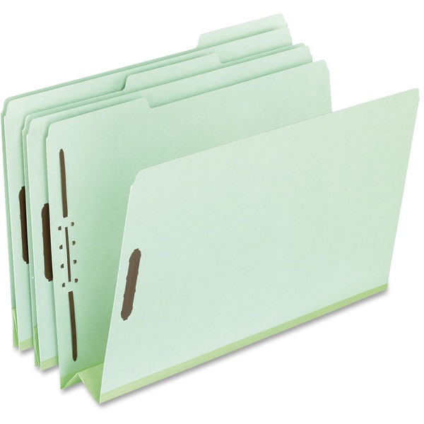 Pendaflex Pressboard Folders with Fastener - 8 1/2" x 11" - 3" Expansion - 2 Fastener(s) - Top Tab Location - Assorted Position Tab Position - Pressboard - Green - 60% Recycled - 25 / Box
