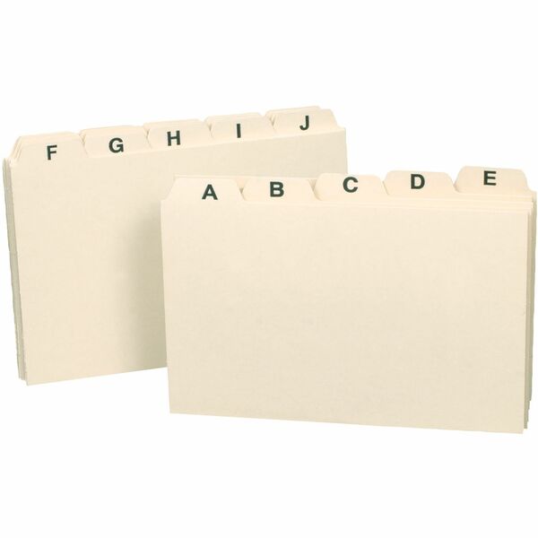 Smead Card Guides with Alphabetic Tab - Character - A-Z - 3" Width x 5" Length - Manila Divider - Recycled - 1 / Set