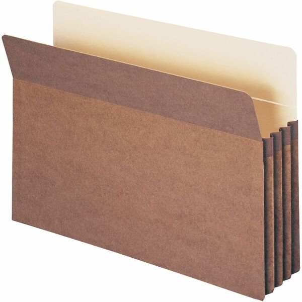 Smead Straight Tab Cut Legal Recycled File Pocket - 9 1/2" x 14 5/8" - 3 1/2" Expansion - Redrope, Manila - 100% Recycled - 25 / Box