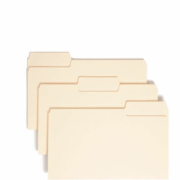 Smead SuperTab 1/3 Tab Cut Legal Recycled Top Tab File Folder - 8 1/2" x 14" - 3/4" Expansion - Top Tab Location - Assorted Position Tab Position - Manila - 10% Recycled - 100 / Box