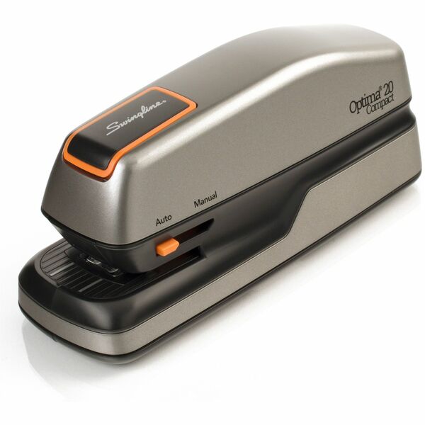 Swingline Optima Grip Electric Stapler - 20 of 20lb Paper Sheets Capacity - 105 Staple Capacity - Half Strip - 1/4" Staple Size - 0.38" Throat Depth - 4 x AA Batteries - Battery Included - 1 Each - Silver, Black - Plastic