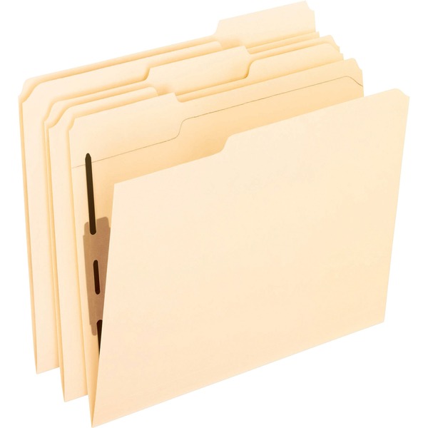 Pendaflex 1/3 Tab Cut Letter Recycled Fastener Folder - 8 1/2" x 11" - 2 Fastener(s) - 2" Fastener Capacity for Folder - Top Tab Location - Assorted Position Tab Position - Manila - Manila - 10% Recycled - 50 / Box