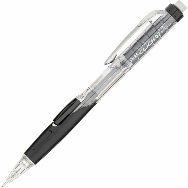 Pentel .7mm Twist-Erase Click Mechanical Pencil - #2 Lead - 0.7 mm Lead Diameter - Refillable - Smoke Lead - Black, Transparent Barrel - 1 Each