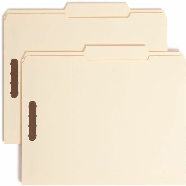 Smead 1/3 Tab Cut Letter Recycled Fastener Folder - 8 1/2" x 11" - 3/4" Expansion - 2 x 2K Fastener(s) - 2" Fastener Capacity for Folder - Top Tab Location - Third Tab Position - Manila - Manila - 10% Recycled - 50 / Box