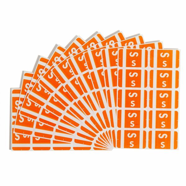 Smead AlphaZ ACCS Color-Coded Labels - "S" - 1" Width x 1 5/8" Length - Orange - 10 / Sheet - 100 / Pack