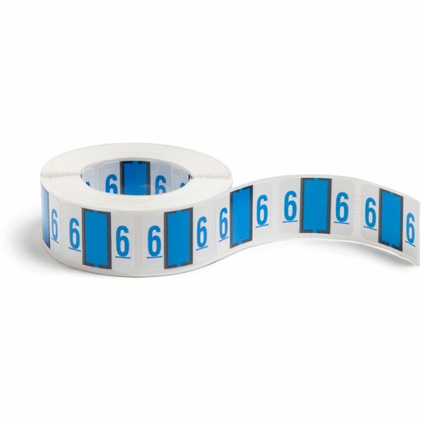 Smead BCCRN Bar-Style Color-Coded Labels - "Number" - 1 1/4" Width x 1" Length - Blue - 500 / Roll