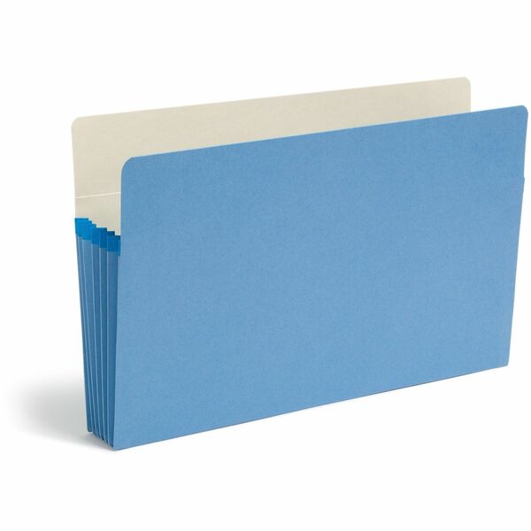 Smead Colored File Pockets - Legal - 8 1/2" x 14" Sheet Size - 5 1/4" Expansion - Top Tab Location - 9 pt. Folder Thickness - Blue - Recycled - 1 Each""