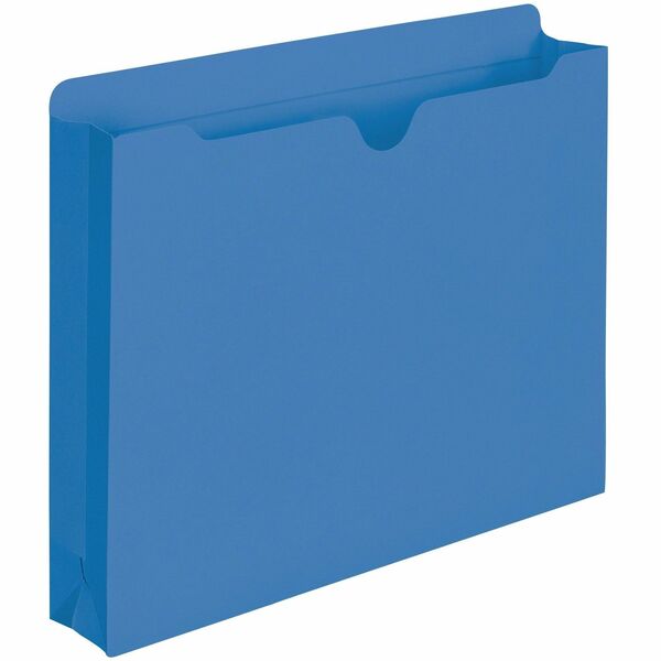 Smead Colored Straight Tab Cut Letter Recycled File Jacket - 8 1/2" x 11" - 2" Expansion - Blue - 10% Recycled - 50 / Box