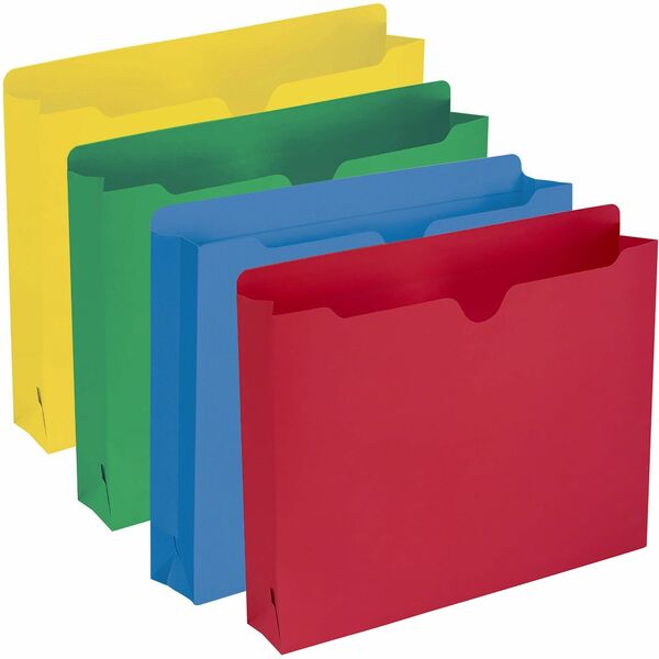 Smead Colored Straight Tab Cut Letter Recycled File Jacket - 8 1/2" x 11" - 2" Expansion - Blue, Green, Red, Yellow - 10% Recycled - 50 / Box