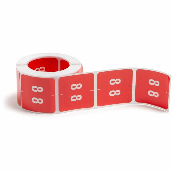 Smead DCC Color-Coded Numeric Labels - "Number" - 1 1/2" Width x 1 1/2" Length - Red - 250 / Roll
