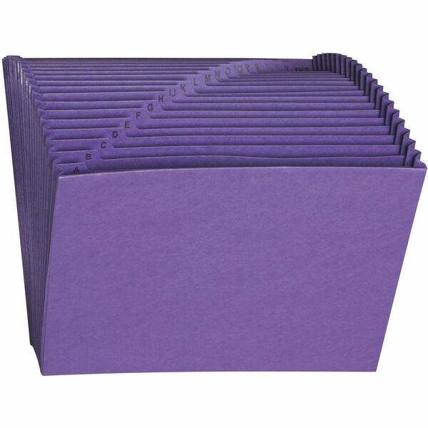 Smead Letter Recycled Expanding File - 8 1/2" x 11" - 7/8" Expansion - 21 Pocket(s) - Leatherine - Purple - 10% Recycled - 1 Each