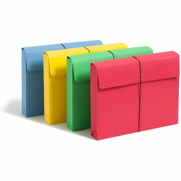 Smead Recycled File Wallet - 11 3/4" x 9 1/2" - 2" Expansion - Redrope - Blue, Green, Red, Yellow - 10% Recycled - 50 / Box