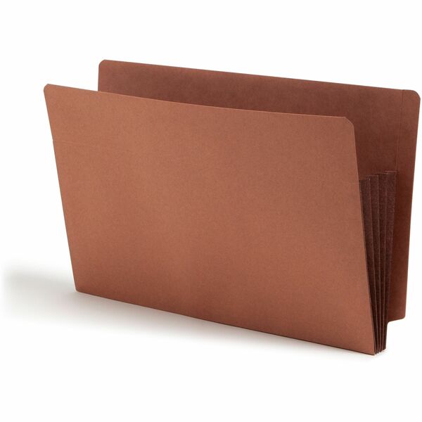 Smead Straight Tab Cut Legal Recycled File Pocket - 8 1/2" x 14" - 3 1/2" Expansion - 1 Pocket(s) - End Tab Location - Top Tab Position - Redrope - Dark Brown - 30% Recycled - 10 / Box