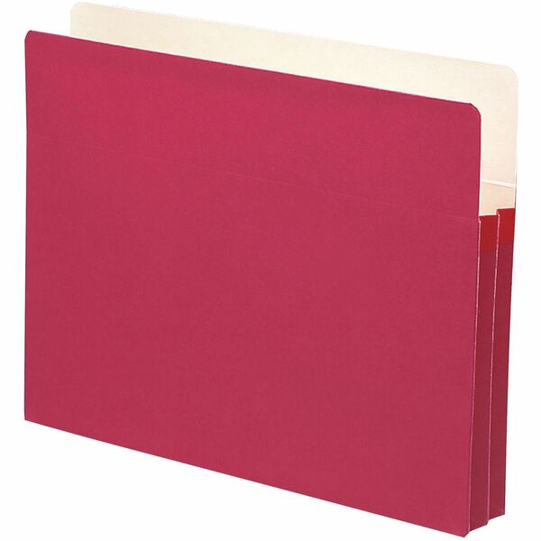 Smead Straight Tab Cut Letter Recycled File Pocket - 8 1/2" x 11" - 1 3/4" Expansion - Top Tab Location - Card Stock - Red - 10% Recycled - 1 Each