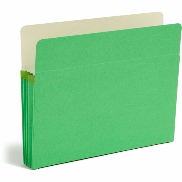 Smead Straight Tab Cut Letter Recycled File Pocket - 8 1/2" x 11" - 3 1/2" Expansion - Top Tab Location - Card Stock - Green - 10% Recycled - 1 Each