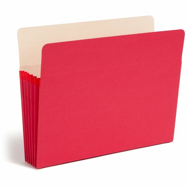 Smead Straight Tab Cut Letter Recycled File Pocket - 8 1/2" x 11" - 5 1/4" Expansion - Top Tab Location - Red - 10% Recycled - 1 Each