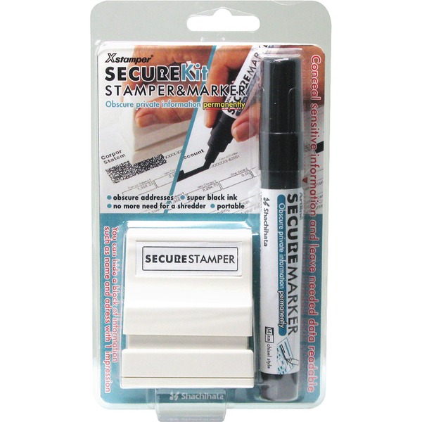 Xstamper Small Security Stamper Kit - 0.50" Impression Width x 1.69" Impression Length - Black - 1 / Pack
