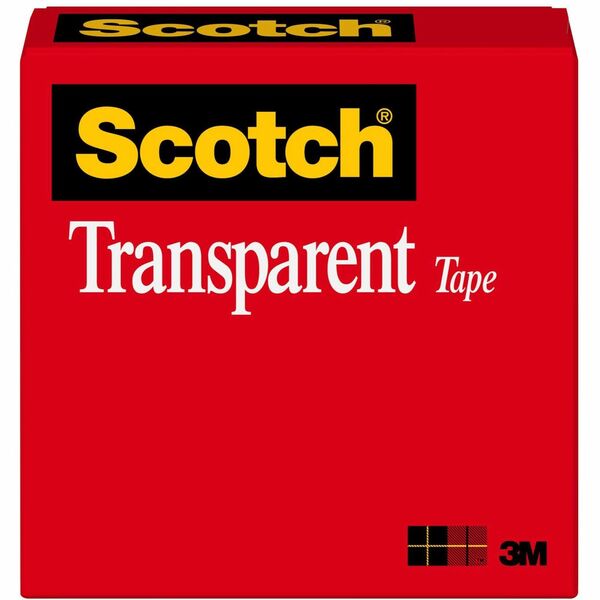 Scotch Transparent Office Tape - 72 yd Length x 1" Width - 3" Core - Stain Resistant, Moisture Resistant, Long Lasting - For Multipurpose, Mending, Packing, Label Protection, Wrapping - 1 / Roll - Clear