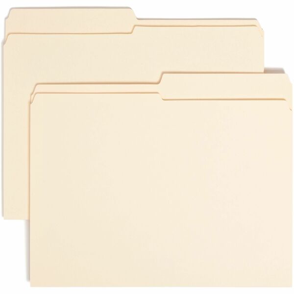 Smead 1/2 Tab Cut Letter Recycled Top Tab File Folder - 8 1/2" x 11" - 3/4" Expansion - Top Tab Location - Assorted Position Tab Position - Manila - 10% Recycled - 100 / Box