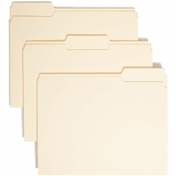 Smead 1/3 Tab Cut Letter Recycled Top Tab File Folder - 8 1/2" x 11" - 3/4" Expansion - Top Tab Location - Assorted Position Tab Position - Kraft - 10% Recycled - 100 / Box