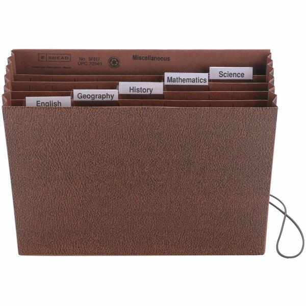 Smead 1/5 Tab Cut Letter Recycled Expanding File - 8 1/2" x 11" - 1200 Sheet Capacity - 5 1/4" Expansion - 6 Pocket(s) - Top Tab Location - Assorted Position Tab Position - Redrope - Redrope - 30% Recycled - 1 Each