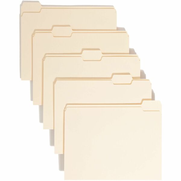 Smead 1/5 Tab Cut Letter Recycled Top Tab File Folder - 8 1/2" x 11" - 3/4" Expansion - Top Tab Location - Assorted Position Tab Position - Manila - 10% Recycled - 100 / Box