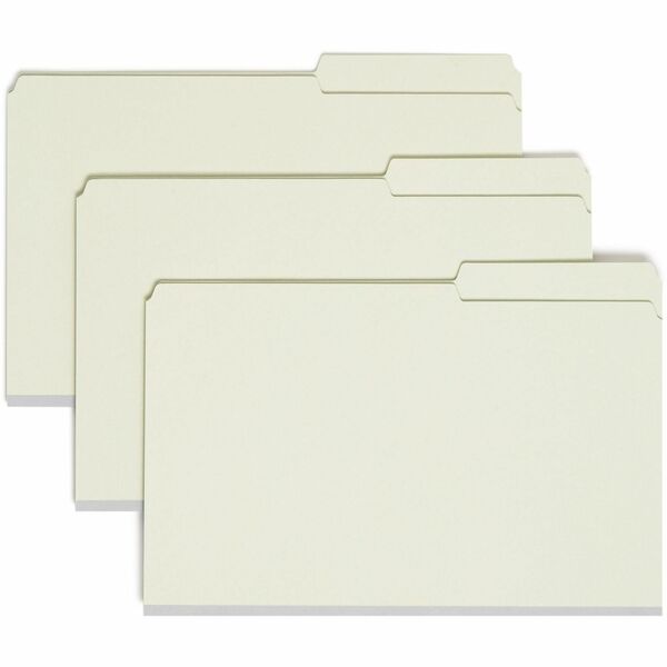 Smead 2/5 Tab Cut Legal Recycled Fastener Folder - 8 1/2" x 14" - 2" Expansion - 2 x 2S Fastener(s) - Top Tab Location - Right Tab Position - Pressboard - Gray, Green - 60% Paper Recycled - 25 / Box