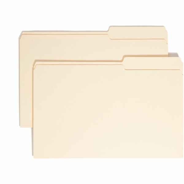 Smead 2/5 Tab Cut Legal Recycled Top Tab File Folder - 8 1/2" x 14" - 3/4" Expansion - Top Tab Location - Right Tab Position - Manila - Manila - 10% Recycled - 100 / Box