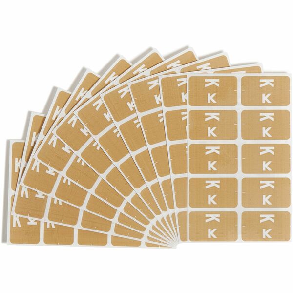 Smead AlphaZ ACCS Color-Coded Labels - "K" - 1" Width x 1 5/8" Length - Light Brown - 10 / Sheet - 100 / Pack
