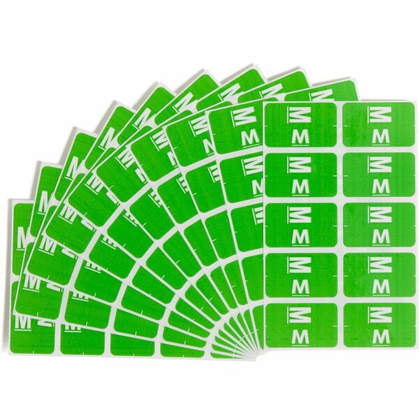 Smead AlphaZ ACCS Color-Coded Labels - "M" - 1" Width x 1 5/8" Length - Light Green - 10 / Sheet - 100 / Pack