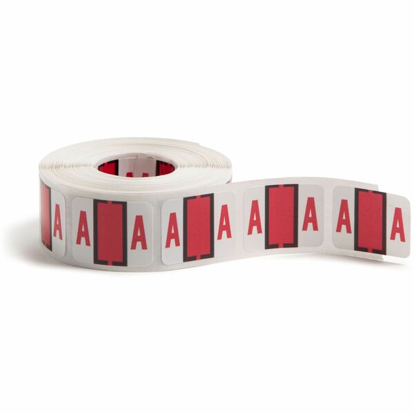 Smead BCCR Bar-Style Color-Coded Labels - "Alphabet" - 1 1/4" Width x 1" Length - Red - 500 / Roll - 500 / Roll